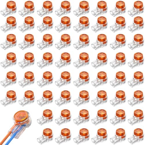 200 PCS K1 Gel Crimps Telephone Cable Connectors, Waterproof Moisture-Proof Jelly Filled Wire Splice Connectors, Orange Clear Telephone Cable Connectors for Ethernet, Weak Wire Butt Joint Crimping