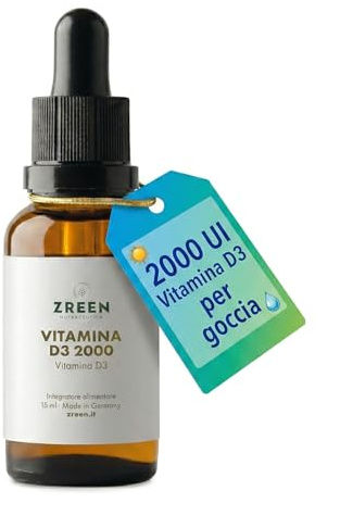 ZREEN Vitamina D3 2000 UI Gocce – 15 ml (525 Gocce) con Olio di Cocco MCT – Formula in Olio Liquido – Per Adulti – Prodotto in Germania – Integratore Alimentare