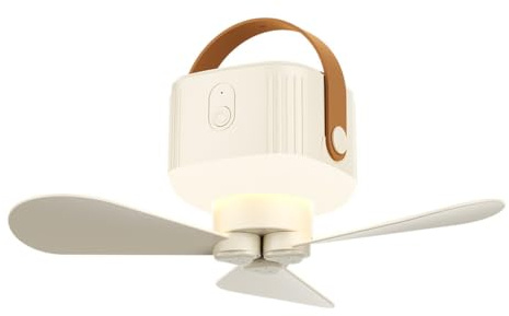 2-in-1 Ceiling Hanging Fans Light Portable 3 Speed Settings Lamp with Light & Remote Adjustable LED Fan Lights for Tent Travel BBQ Fishing