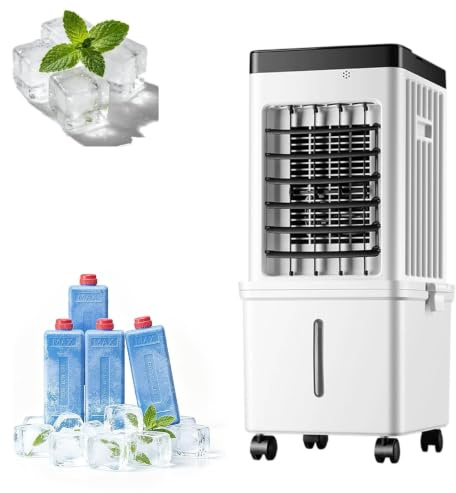 Aire Acondicionado portátil, Unidad de Aire Acondicionado con Tanque de Agua extraíble de 15L y 3 velocidades, Enfriador de Aire evaporativo sin Ventana para Dormitorio o Oficina (Color-A)