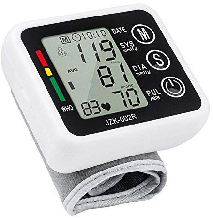 Tensiomètre de poignet automatique et moniteur de pouls et de battements du cœur avec écran LCD numérique pour l'utilisation à domicile mode pour 2 utilisateurs