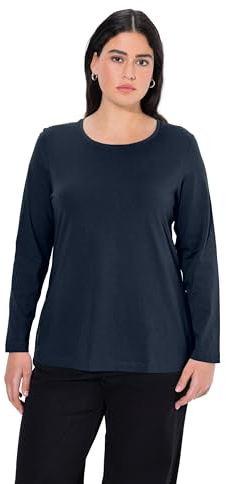 Ulla Popken Mister Tee La Familia Sublimation Tee, Maglia a Maniche Lunghe Donna, Blu (Blau 71), 60 (Taglia Produttore: 54+)