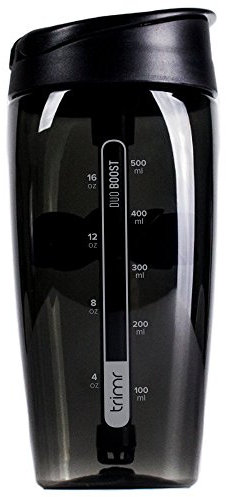 Trimr Shaker Bottle - Duo Boost 24 oz Protein Shaker Cup, Protein Mixer / Blender (Black)