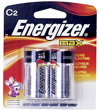 Energizer MAX Alkaline Batteries, C, 2 Batteries/Pack (E93BP2)