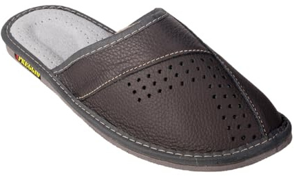 APREGGIO - Pantofole Da Uomo In Pelle - Marrone - SLIPPER