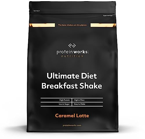 THE PROTEIN WORKS Frullato Dietetico Per La Colazione, Caramel Latte, Colazione Rapida, Alto contenuto di proteine ​​e basso contenuto di zucchero, 2 kg