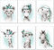 artpin® 6er Set Bilder Kinderzimmer Jungen Mädchen in Mint Grau Feder - Poster Wald Dschungel Babyzimmer Indianer Tiere P62