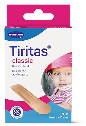Tiritas Classic: Apósitos para Proteger Pequeñas Heridas, Anatómicas y con una Alta Transpirabilidad; 19x72cm; 20 unidades