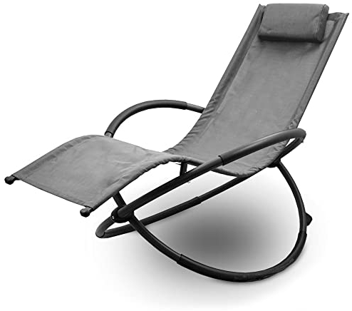 Lacestone Relax Liege Liegestuhl Gartenliege Sonnenliege Klappsessel Relaxliege Schaukelliege Klappbar (1x Relaxliege, Anthrazit)