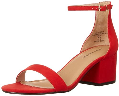 Amazon Essentials Sandale à Talons et Double Bride Femme, Rouge Coquelicot Vif, 46 EU