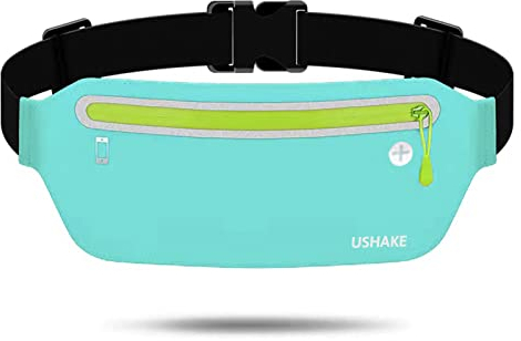 USHAKE Slim Running Belt, Ultra Light Bounce Free Waist Pouch Fitness Workout Belt Sport Waist Pack Exercise Waist Bag for Apple iPhone Samsung in Running Gym Marathon Cycling(04MB)
