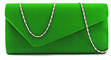 MODELISA - Bolso Sobre Fiesta Noche Mano Con Cadena Al Hombro Mujer (Verde)