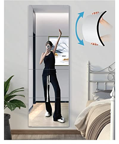 Shatterproof Wall Mirror Full Length for Bedroom, Acrylic Gym Mirrors For Home, Extra Thick: 0.12 inch, 12 x 12 inch x 4 Pcs, Workout Mirrors Safe for Kids, Over The Door, Long Wall Mounted