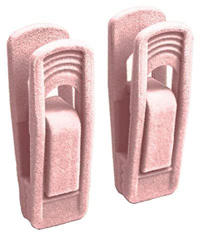 Lot de 20 cintres en velours pour cintres fins en velours, pinces solides antidérapantes amovibles en velours artificiel floqué pour serviettes, manteaux, pantalons, jupes (rose)