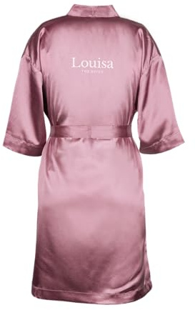 your surprise Robe kimono personnalisée avec nom ou texte - Cadeau fete des meres - 100% polyester de haute qualité avec un toucher satiné doux (94 cm) (Noir) (Violet)