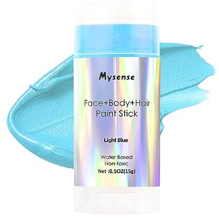 Mysense Light Blue Face Body Hair Paint Stick,Water Based Washable Temporary Hair Paint,Non-toxic Cream Body Paint for Adults Halloween Cosplay Corpse Bride Sally Avatar Makeup,0.5oz(15g)