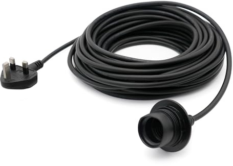 FIRMERST Outdoor Pendant Light Fitting with Plug, E27 Lamp holder 10m Rubber Cable IP44