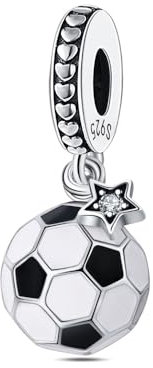 LNQOBU Hand der Fatima Charms Anhänger 925 Sterlingsilber Sport Fußball Charms für Armbänder Halskette Kmpatibel mit Europäischen Armbändern