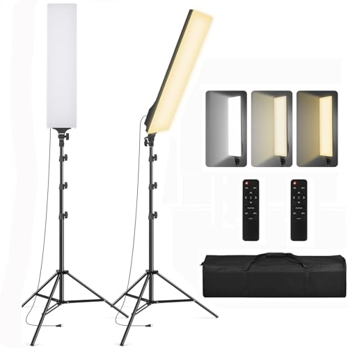 SEDGEWIN Paquete de 2 Luces LED de Video, Kit de iluminación de fotografía de 2500-7500 K, luz Regulable para Estudio fotográfico con Control Remoto y trípode de 6.5 pies para Grabar Youtube, TikTok,