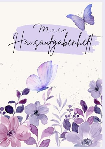Hausaufgabenheft für Schüler im blumigen Flieder A5