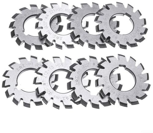 8Pack Involute Gear Cutters,Module M1 Inner Bore 20° 22mm HSS Involute Gear Cutters Set for Milling Machine High Speed Steel Disk-Shaped