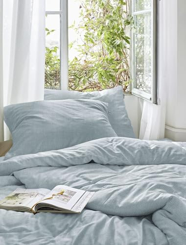 Irisette Easy Soft Seersucker Bed Linen 135 x 200 cm Melange Jade White 8514-20