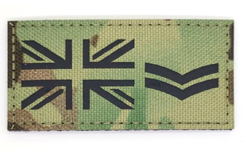 Multicam kamouflage IRR Union Jack Rank Patch Insignier Sergeant Lance korporal flagga emblem broderad krok och ögla Chevron lappar armé militär MTP EMS EMT Camo (korporal)