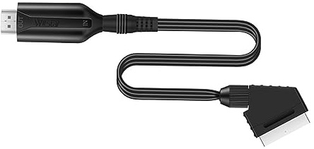 VILLCASE Convertidor De Scart a Vídeo 1080p Adaptador De Audio y Vídeo Para Tv y Dvd, Cable De 1 Metro, Portátil y Plug and Play, Compatible Señales Estándar, Color Negro