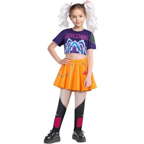 Delanhon Mira Costume per bambini dell'anime Hunters, vestito per ragazze, per la giornata mondiale del libro, cosplay, carnevale, Halloween, viola, 120