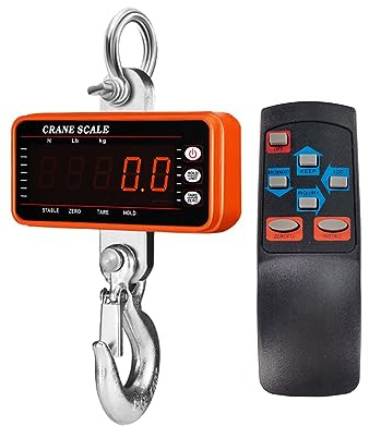 Báscula De Grúa Digital, 1500 Kg/500 Kg, Báscula Colgante Digital, Báscula Electrónica con Control Remoto, Báscula De Grúa Resistente, Báscula De Gancho Industrial con Led Regulabl,1000kg-A