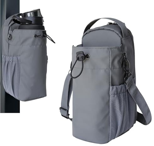 Sac de sport magnétique avec porte-bouteille, 1,5 l, étanche, avec bandoulière, sac à bandoulière magnétique pour salle de gym, voyage et loisirs, gris, Confortable