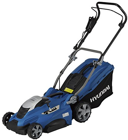HYUNDAI Elektro-Rasenmäher LM4001E mit Mulchfunktion, Elektromäher, Mulcher, Mäher (40cm, 1800W, 50L Korb, 5-fache zentrale Höhenverstellung)