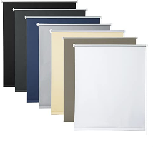 WOLTU Verdunklungsrollo ohne Bohren Weiß 90x160cm (BxH), Thermorollo Klemmfix Fensterrollo Seitenzugrollo easyfix Verdunkelung Rollos Sichtschutz und Sonnenchutz, Klemmrollo für Fenster & Tür