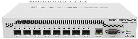 MikroTik Cloud Router Switch DC 800mhz 512MB RAM, 1xGigabit LAN, CRS309-1G-8S+in (512MB RAM, 1xGigabit LAN 8 x SFP+ Cages, RouterOS L5 or SwitchOS (Dual Boot) Passive DT Case, RM Ears)