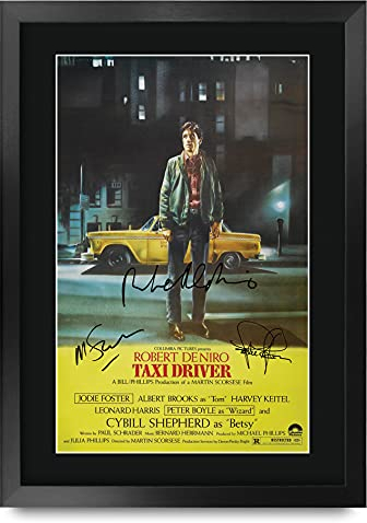 HWC Trading Taxi Driver Robert De Niro, Jodie Foster Geschenke Geducktes Signiertes Autogramm Foto für Fans von Film Memorabilien - A3 Gerahmt