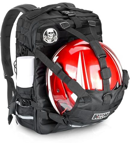 Goldfire Motorcycle Backpack, Large Capacity Cycling Riding Helmet Backpack for Men Women,Waterproof Tactical Helmet Holder/Storage Bag, School Backpack Also Fit Basketball Football Soccer