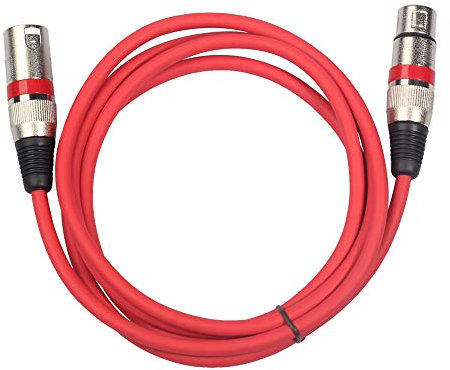 Cable de Micrófono XLR Macho de 3 Clavijas a XLR Hembra Cable de Parche equilibrado Cable de extensión OFC de micrófono para Amplificador Mezclador de micrófono (Rojo 2m)