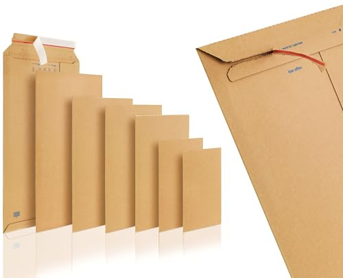 WPTrading - 50 Stück Wellpappe Versandtaschen DIN A3 330 x 490 mm (SW70) selbstklebend in Braun - Pappe Versandtasche aus Karton für Büchersendung reißfest - Warensendung Versand Verpackung für Bücher