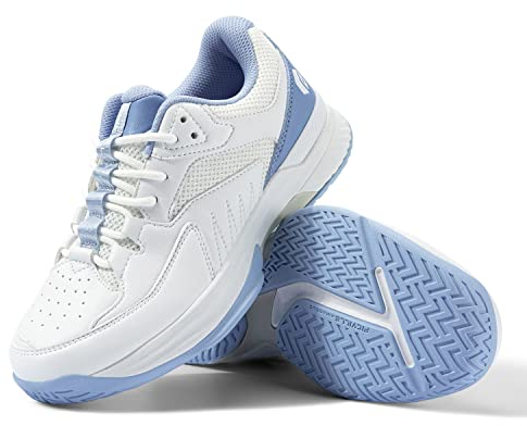 FitVille Extra Weit Tennisschuhe Damen Breit Hallenturnschuh Atmungsaktiv Training Schuhe für Tennis Badminton Walking Fitnessstudio Himmelblau 41 EU Weit