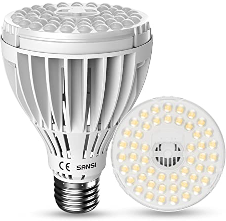 SANSI 24W LED Pflanzenlampe Vollspektrum, E27 Weiß 300W äquivalente LED Wachstumslampe für Zimmerpflanzen, Grow Light mit High PPFD, 4000K Tageslicht-Pflanzenlichter für Aussaat und Früchte
