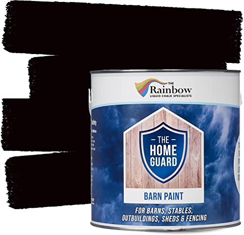 Home Guard Barn Paint by Rainbow Chalk | Durable Weatherproof Exterior Paint for Wood, Metal & Masonry | Flexible Anti-Mould Formula | [Barn Black] | [Size: 2.5L]