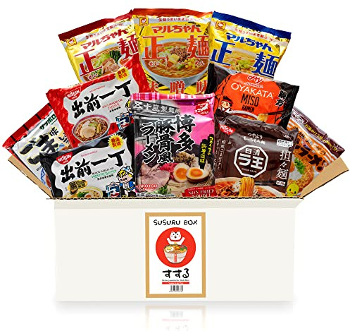 getDigital Susuru Box mit japanischen Ramen - 10 verschiedene Instant-Nudeln und Nudelsuppen aus Japan, zufällige Mischung aus vielseitigen Geschmacksrichtungen und Sorten - Asia Food Box