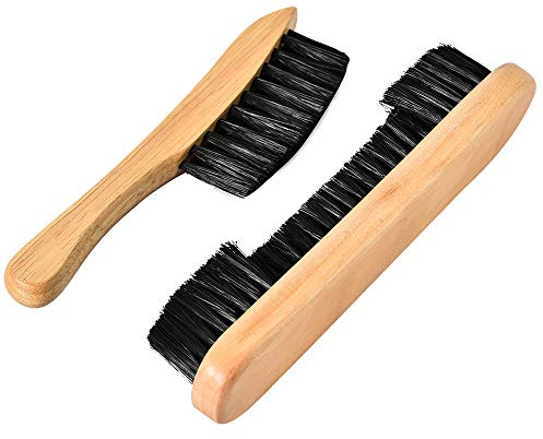 Teekerwan 2 Set Billiards Pool Table and Rail Brush, Billiards Pool Table Cleaning Tools, Wooden Handle Billiard Pool Table and Rail Brush Set for Cleaning Billiards Tabl (Set of 2)