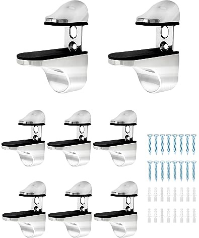 QWORK® 8 Piezas Soporte Estante Cristal Ajustable, Soporte Estanteria Pared para Estante Madera/Vidrio Grosor 3-20 mm
