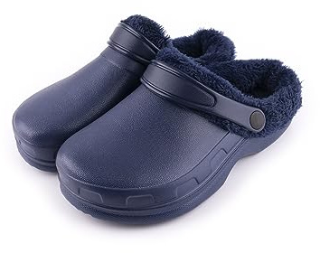 R-ISLAND Sabots classiques, chaussons d'hiver pour femme, avec doublure chaude, imperméables, avec semelle antidérapante, confortables, pour la maison, la chambre, le salon.., bleu marine, 39 EU
