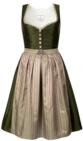 Edelnice Trachtenmode Exklusives Designer Midi Dirndl Adele mit Knopfleiste inkl. Dirndlschürze Gr. 32-54 (DE/NL/SE/PL, Numerisch, 46, Regular, Regular)