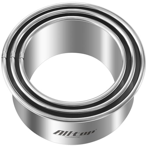 ALLTOP Circle Biscuit Cutter Set –Stainless Steel Baking Supplies for Effortless Round Cookie Shaping, Pastry & Fondant Tool Creation–Precise Cut Kitchen Utensil for Sandwich, Scone, Donut -3PC Round