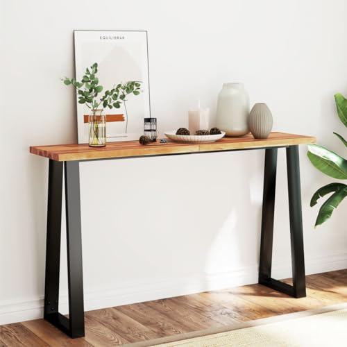 QZZCED Mesa de sofá para dormitorio, mesa auxiliar, mesa auxiliar, mesa auxiliar, borde de árbol, 140 x 40 x 80 cm, madera maciza de acacia, para salón, dormitorio, estudio
