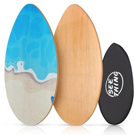 seething 35 Inch Skimboard with High Gloss Coat Wood Skim Board for Beginners,Kids, Teenagers, Adults and All Skimming