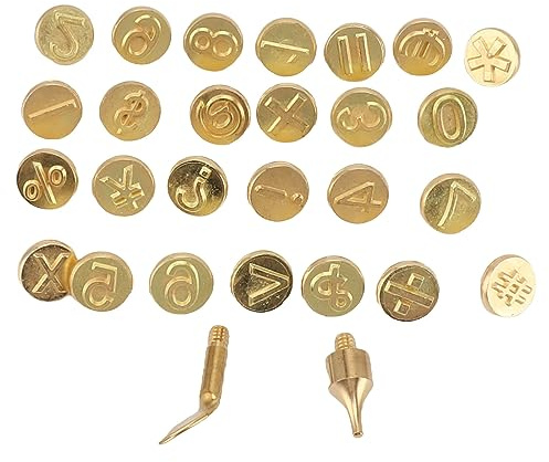 Juego de 28 Puntas para Quemar Madera con Números, Kit de Pirograbado con Números Artesanales de Latón, Herramienta de Grabado DIY, Juego de Cabezales de Pluma de Pirografía,